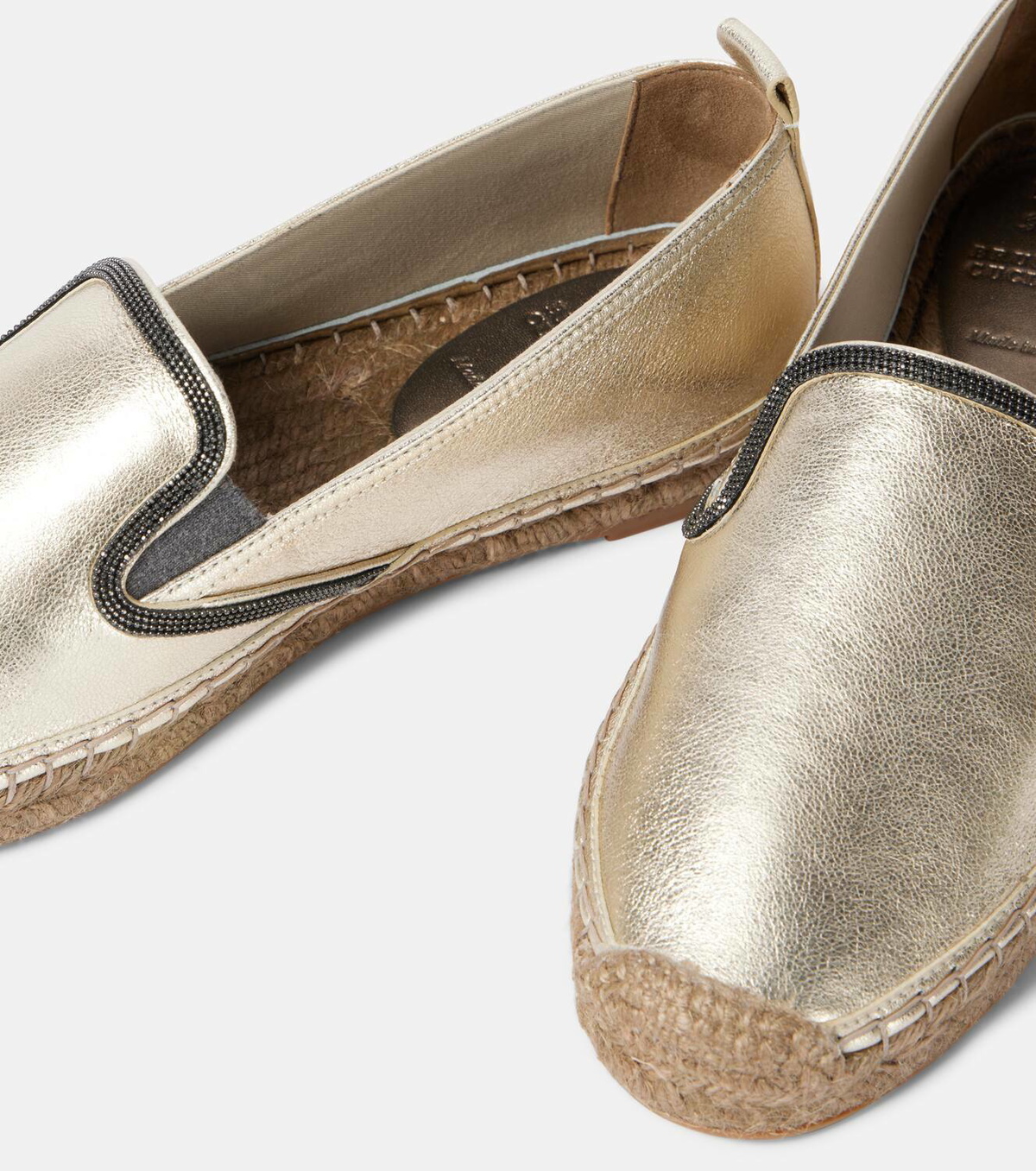 Brunello Cucinelli Monili-embellished leather espadrilles