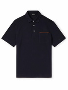 Zegna - Cotton-Piqué Polo Shirt - Blue