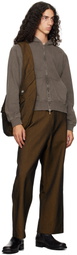 Omar Afridi Brown Shabby Full Zipped Hoodie