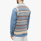 Beams Plus Men's Fair isle Knitted Vest in Natural