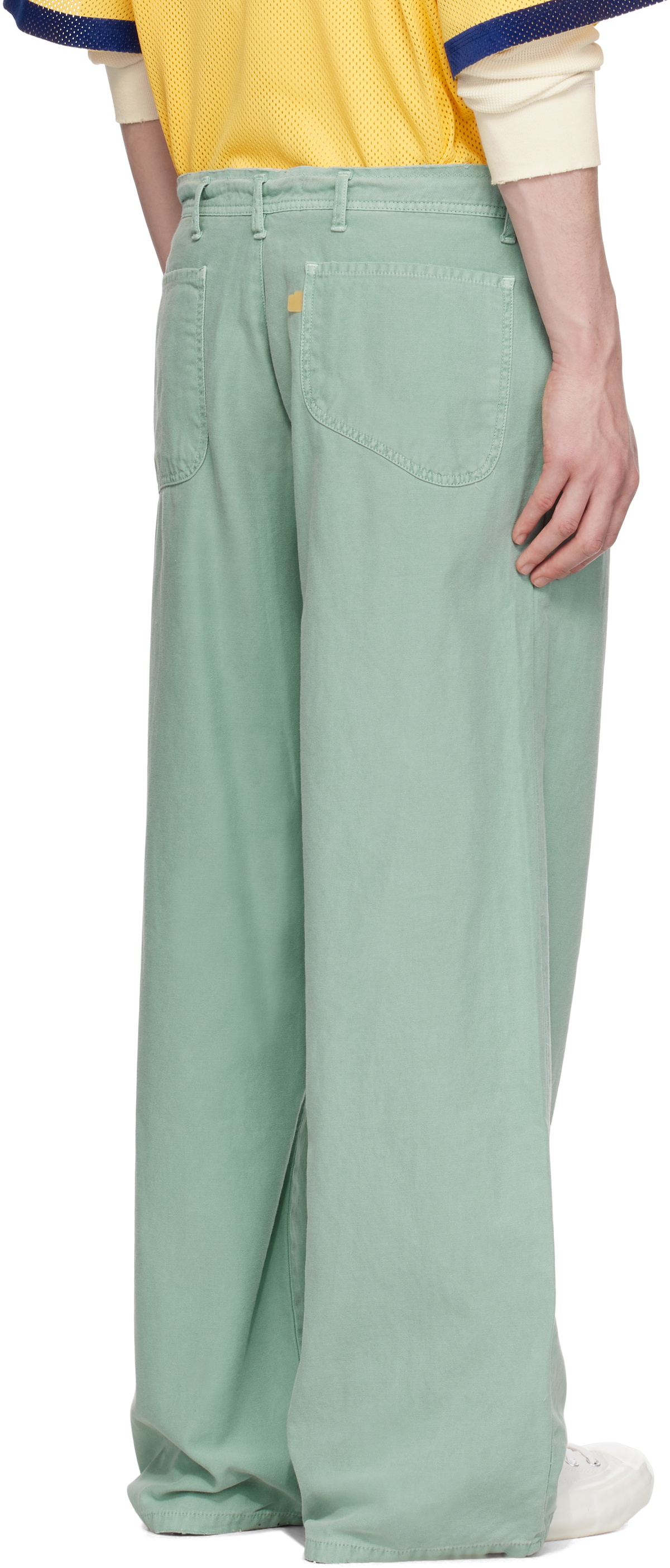 ERL Green Distressed Chino Woven Trousers ERL