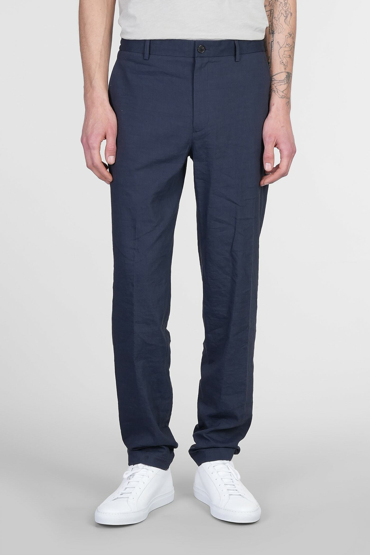 Theory Pants In Blue Linen