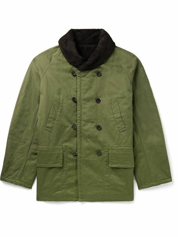 Photo: Universal Works - Reversible Double-Breasted Sherpa-Trimmed Cotton-Twill Jacket - Green