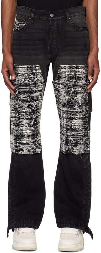 Photo: AMIRI Black Bouclé Patch Jeans