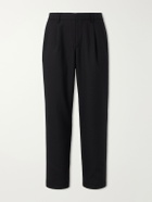 Mr P. - Wide-Leg Pleated Wool-Fresco Trousers - Black