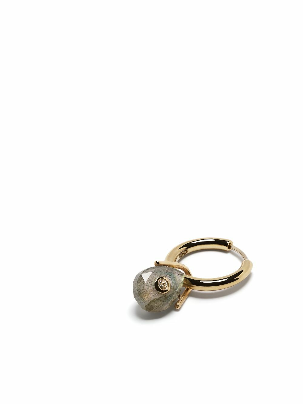 Pascale Monvoisin 9K Yellow Gold Orso Labradorite And Diamond Single Hoop Earring