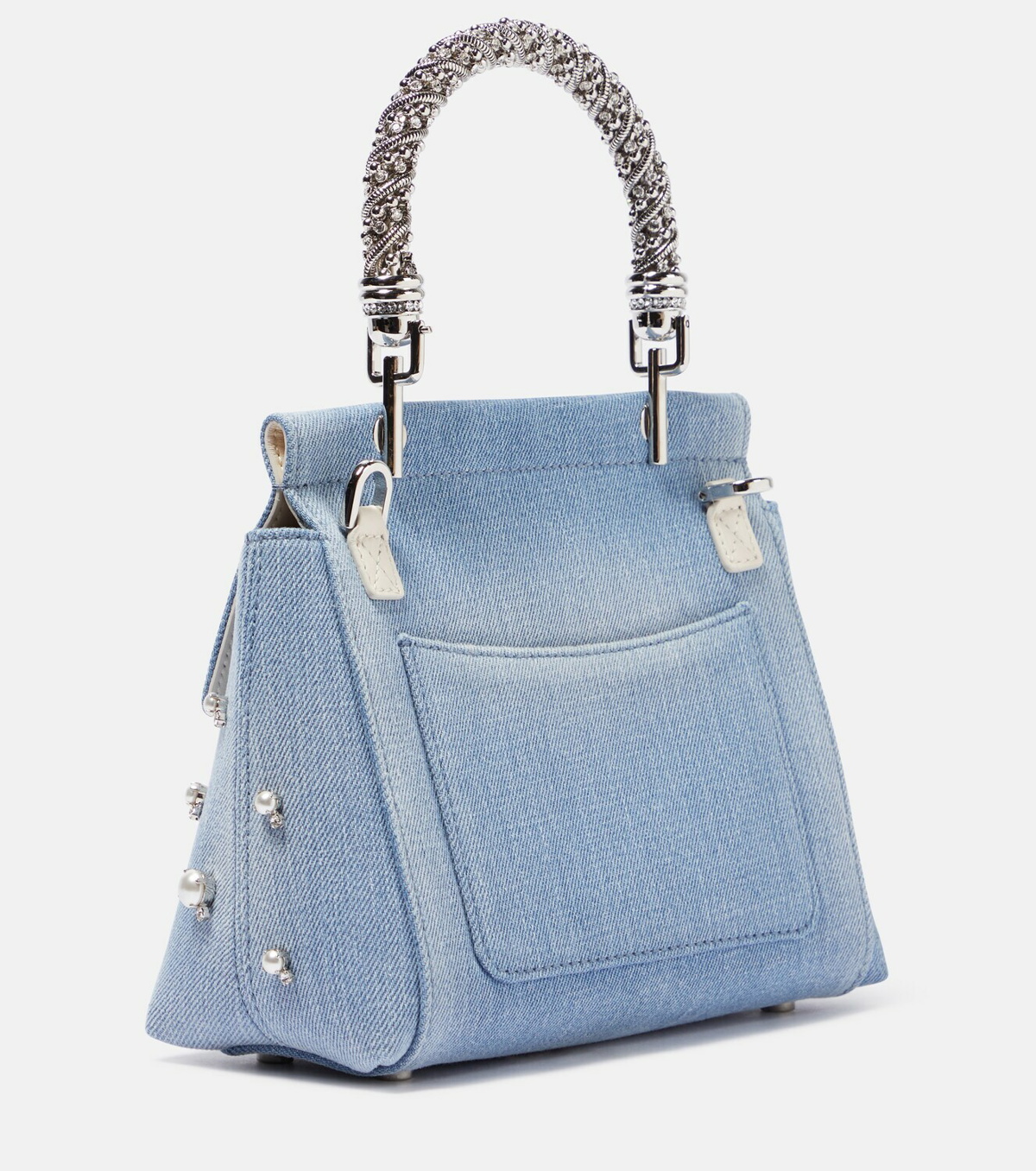 Dolce & Gabbana Sicily Embellished Denim Tote Bag in Blue