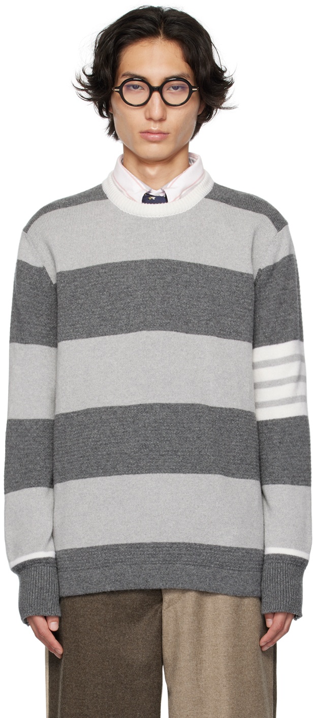 Thom Browne Gray 4-Bar Sweater Thom Browne
