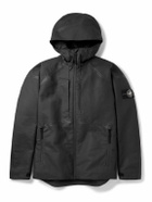 Stone Island - Logo-Appliquéd Padded Leather-Ripstop Hooded Jacket - Black