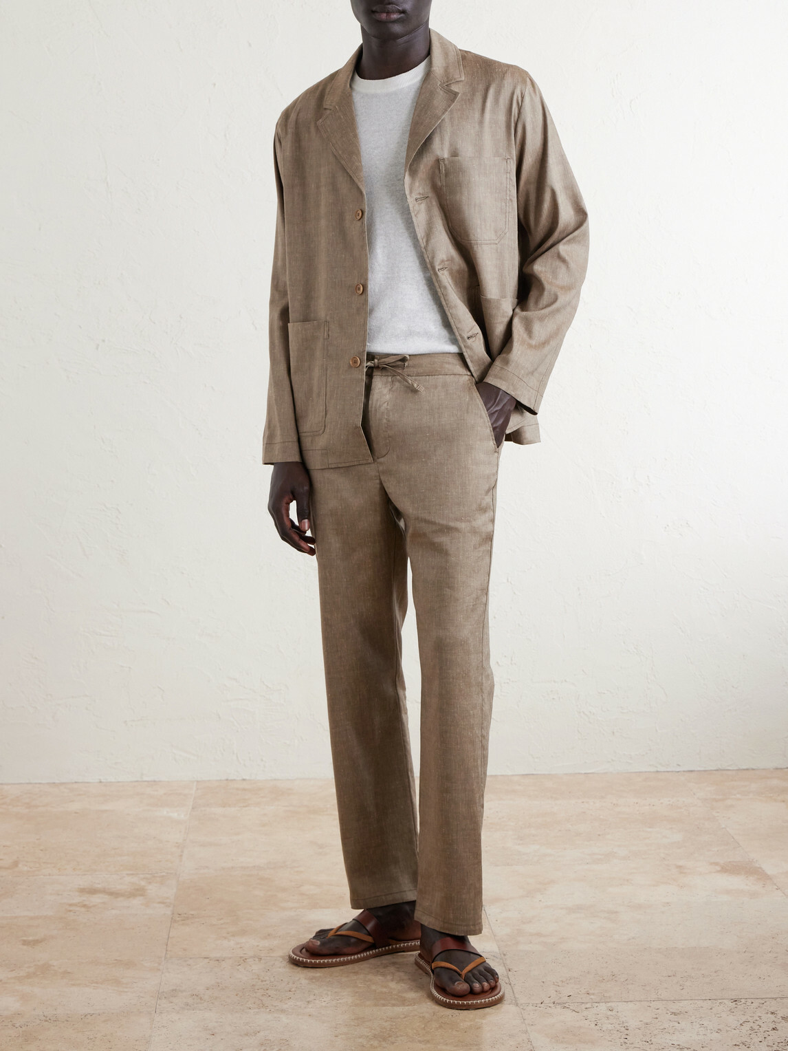 Frescobol Carioca - Straight-Leg Cotton Suit Trousers - Neutrals