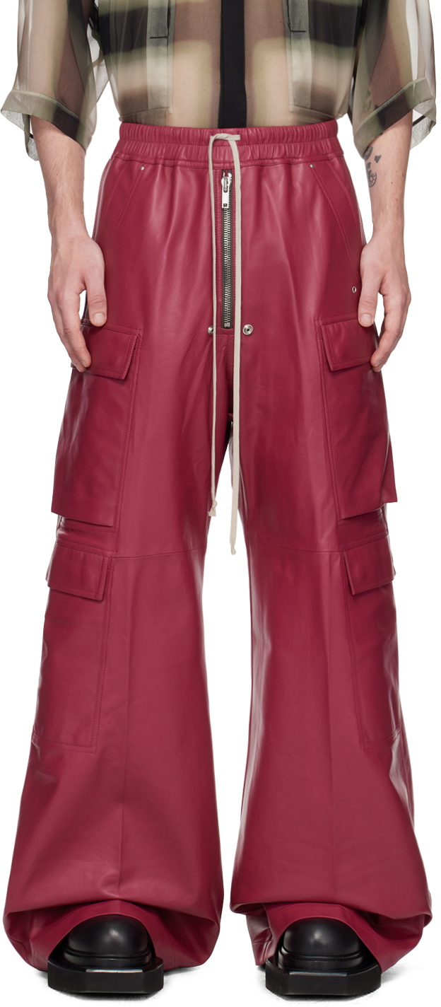 RICK OWENS Zip-detailed leather-blend pants