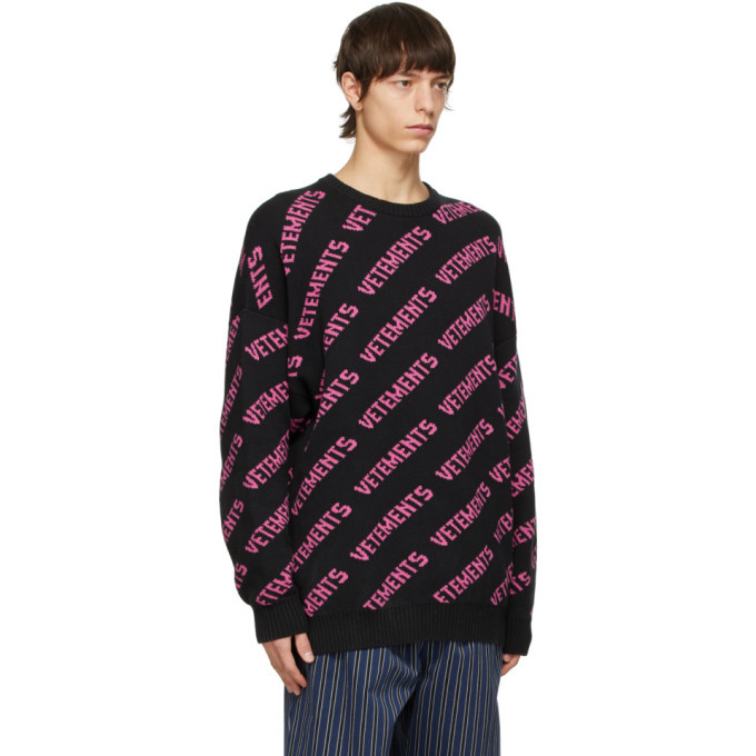 VETEMENTS Black All-Over Logo Sweater Vetements