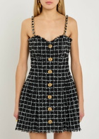 Balmain Checked Tweed Mini Dress Black And White