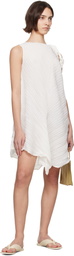 ISSEY MIYAKE White Wrinkled & Twisted Minidress