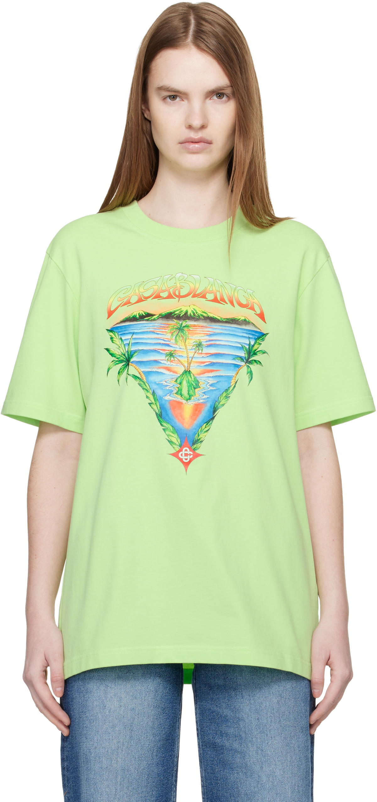 Casablanca Green Innocence Triangle Short Sleeve T‑shirt