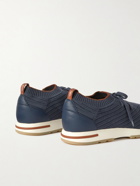 Loro Piana - 360 Flexy Walk Elite Leather-Trimmed Knitted Wish Wool Sneakers - Blue