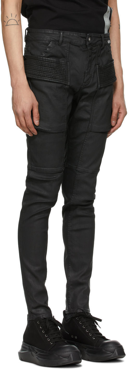 Rick Owens Drkshdw Black Wax Easy Creatch Cut Jeans Rick Owens Drkshdw