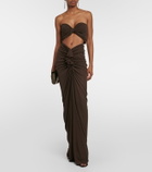 Saint Laurent Cutout crêpe jersey maxi dress