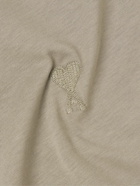 AMI PARIS - ADC Logo-Embroidered Organic Cotton-Jersey T-Shirt - Brown