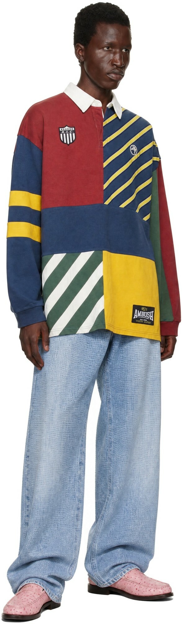 AMBUSH Multicolor Patchwork Rugby Polo