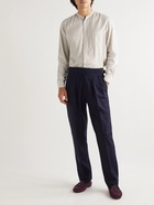 Rubinacci - Manny Slim-Fit Tapered Pleated Wool-Flannel Trousers - Blue