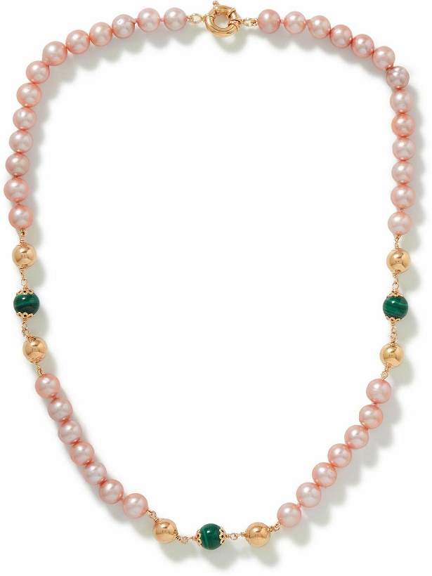 Photo: POLITE WORLDWIDE® - Tradition 14-Karat Gold, Pearl and Malachite Necklace