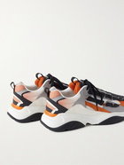 AMIRI - Bone Runner Leather and Nubuck-Trimmed Mesh Sneakers - Orange