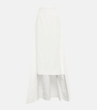 Staud - Prunella cape-detail cotton-blend midi skirt