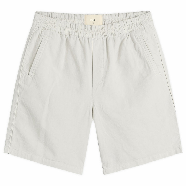 Photo: Folk Men's Linen Assembly Shorts in Silver Grey