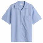 Universal Works Men's Linen Cotton Camp Shirt in Pale Blue
