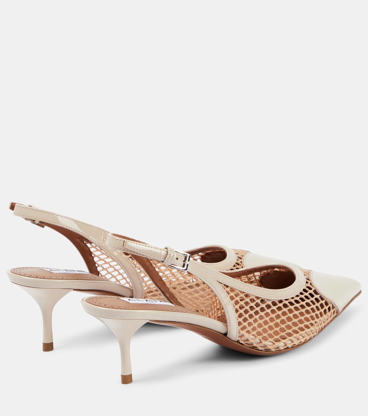 Alaïa Le Cœur fishnet leather slingback pumps
