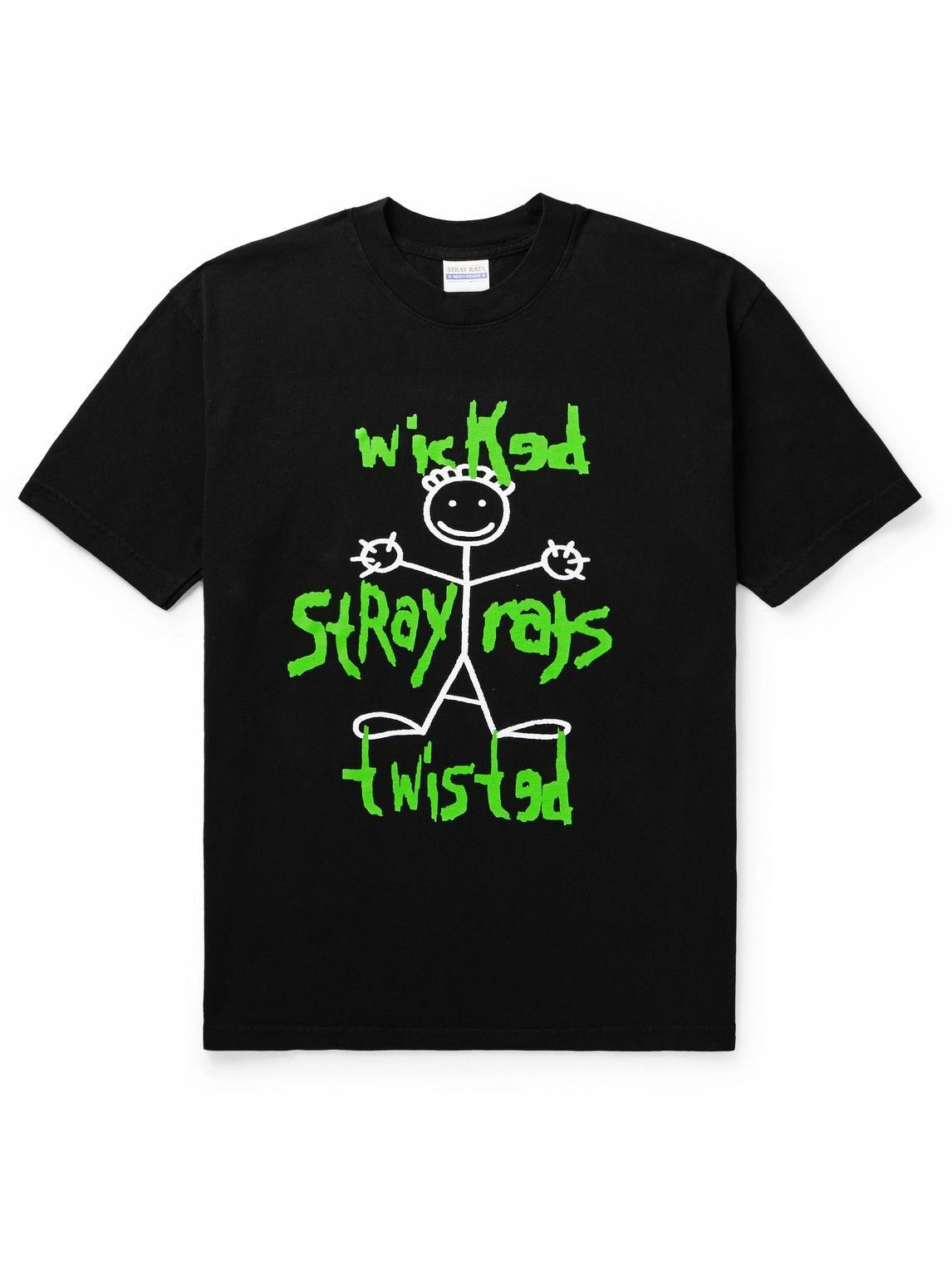 Photo: Stray Rats - Wicked Twisted Printed Cotton-Jersey T-Shirt - Black