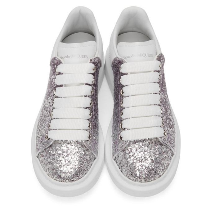 Alexander McQueen Black And Silver Glitter Oversized Sneakers for