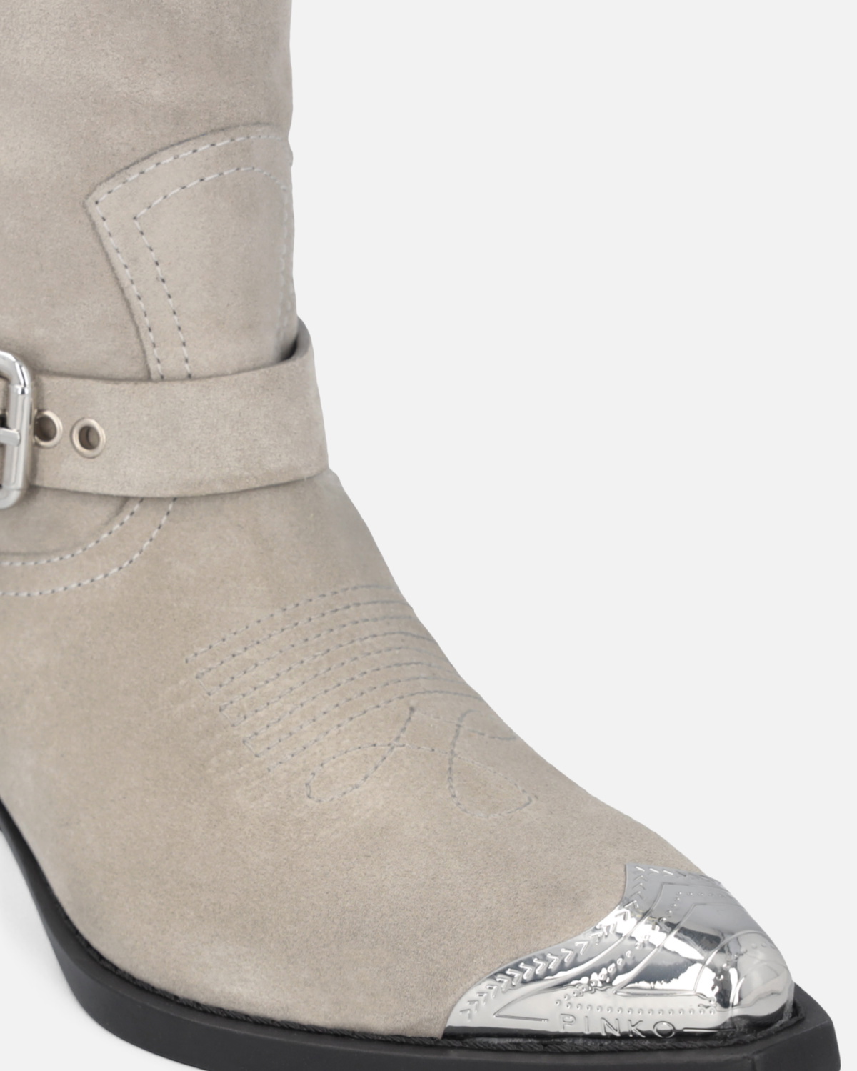 Pinko Texas Suede Boots With Metal Toe Sand