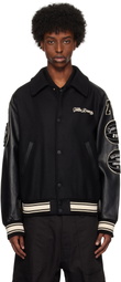Golden Goose Black Wool Patch Bomber Jacket