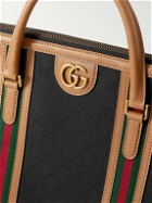 GUCCI - Leather and Webbing-Trimmed Monogrammed Coated-Canvas Duffle Bag