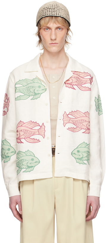 Photo: Bode White Piscine Appliqué Shirt