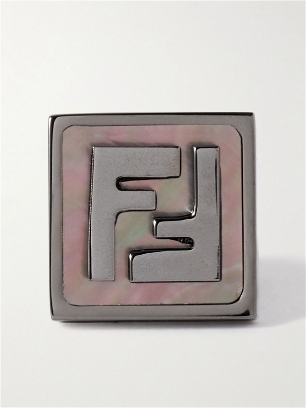 Photo: Fendi - Logo-Embossed Ruthenium-Plated and Mother-of-Pearl Single Earring