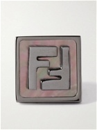 Fendi - Logo-Embossed Ruthenium-Plated and Mother-of-Pearl Single Earring
