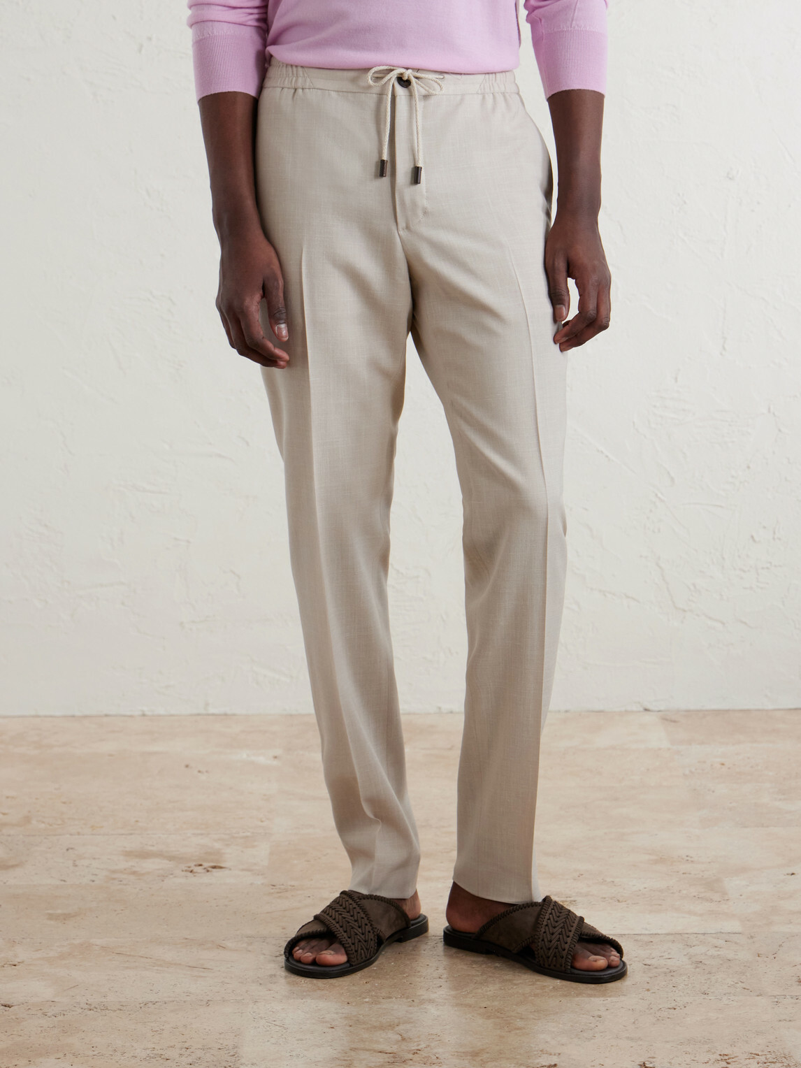 Slowear - Straight-Leg Pleated Virgin Wool, Silk and Linen-Blend Trousers - Neutrals
