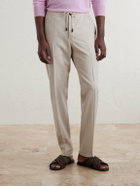 Slowear - Straight-Leg Pleated Virgin Wool, Silk and Linen-Blend Trousers - Neutrals