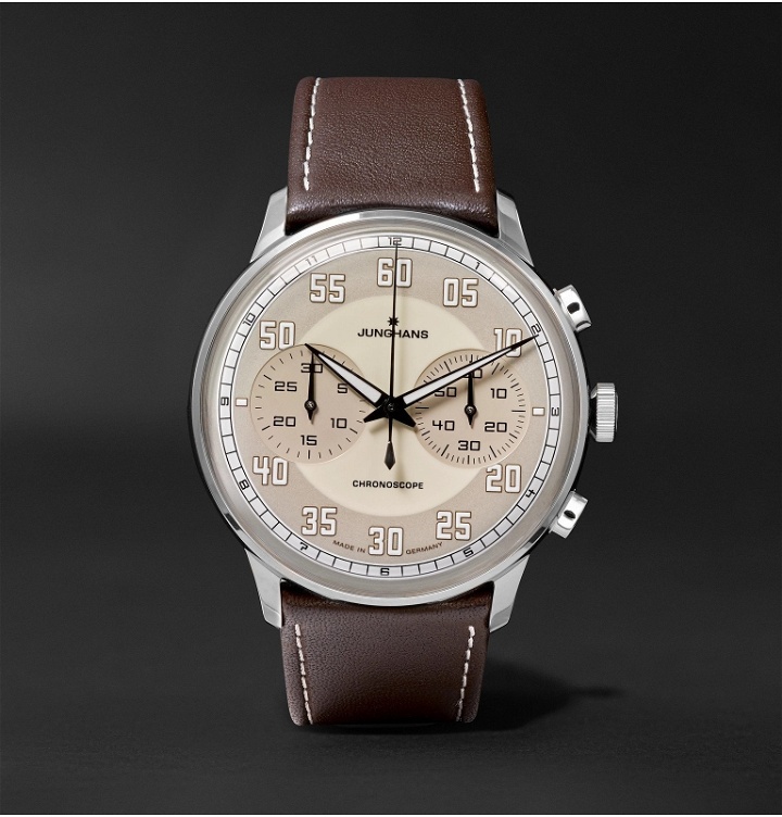 Photo: Junghans - Meister Driver Chronoscope 40mm Stainless Steel and Leather Watch, Ref. No. 027/3684.00 - Neutrals