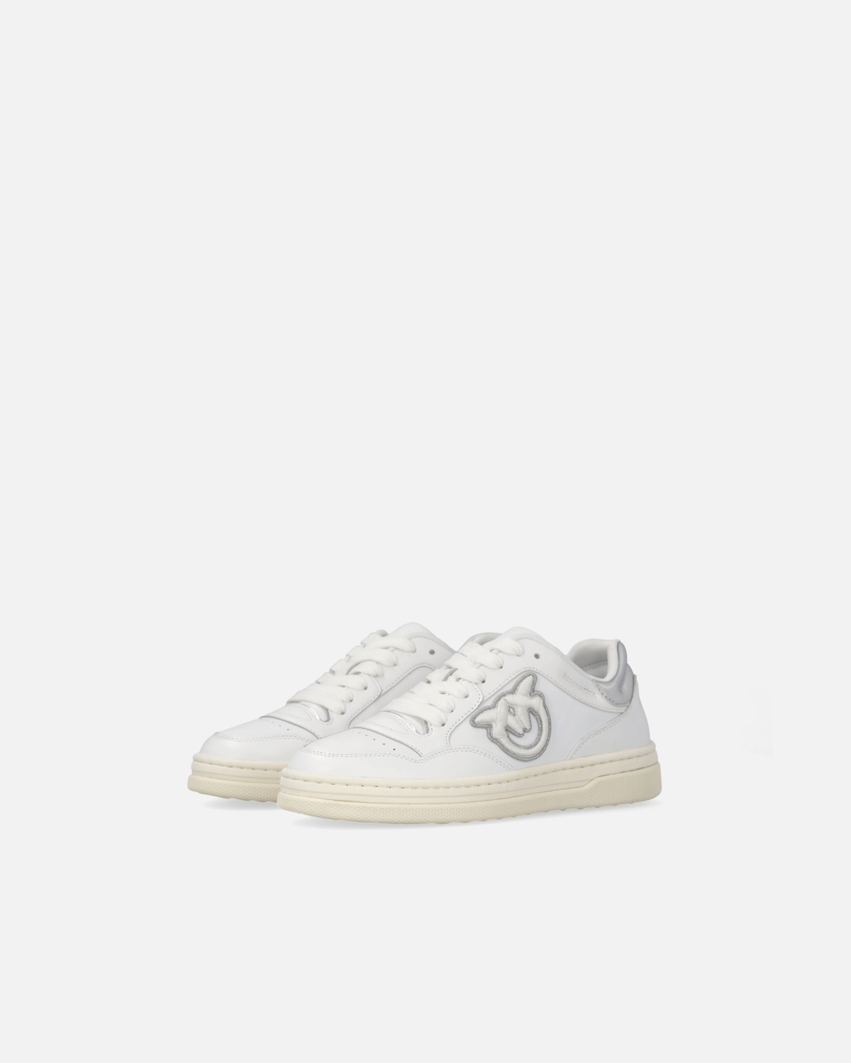 Pinko Leather Sneakers With Metallic Details White/Silver