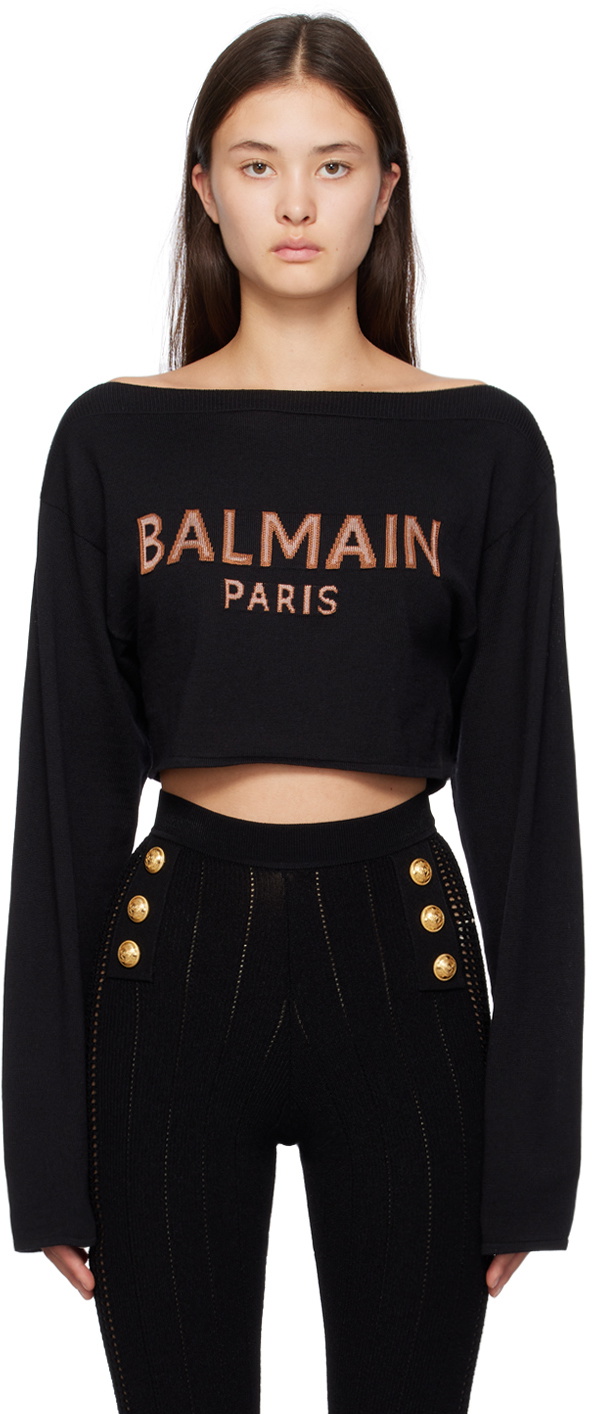 Balmain crop discount top long sleeve