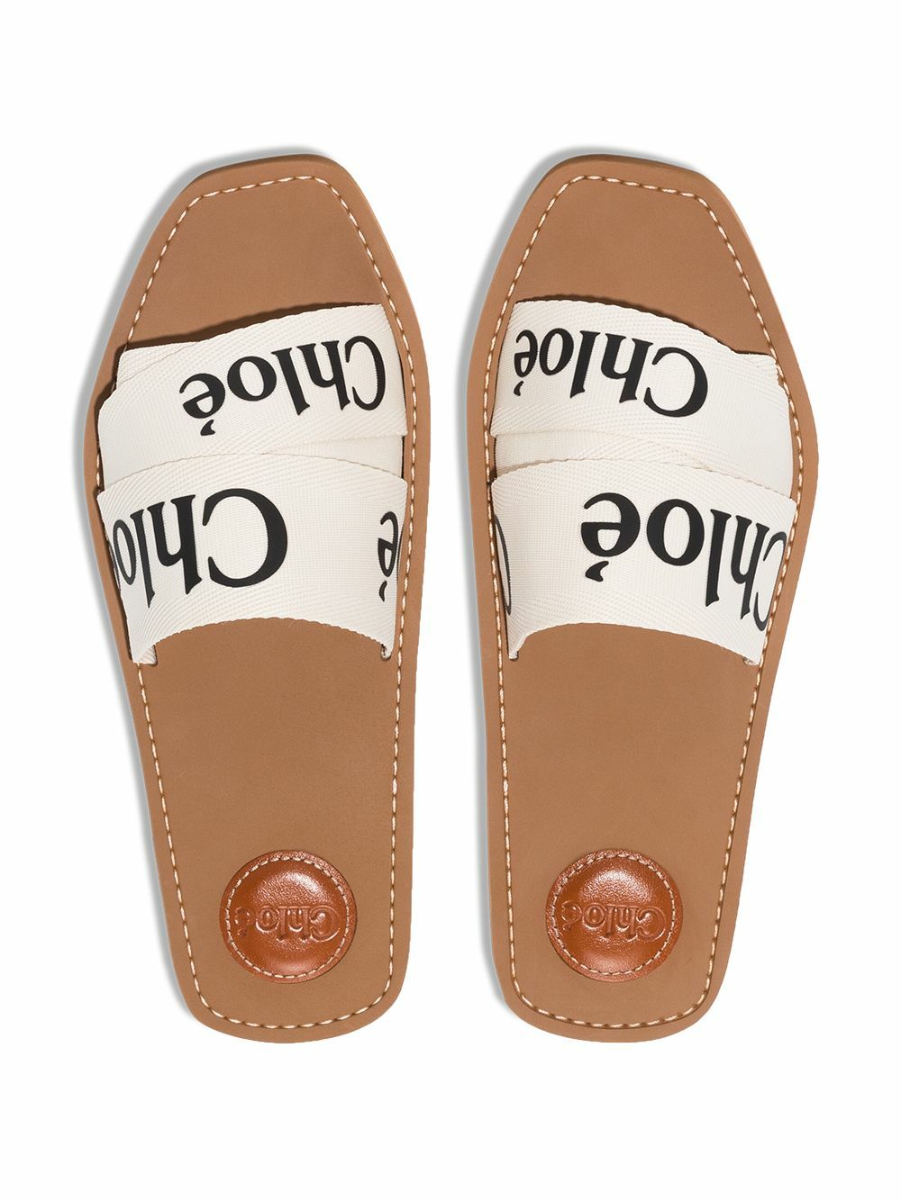 CHLOÉ - Woody Linen Flat Sandals Chloe