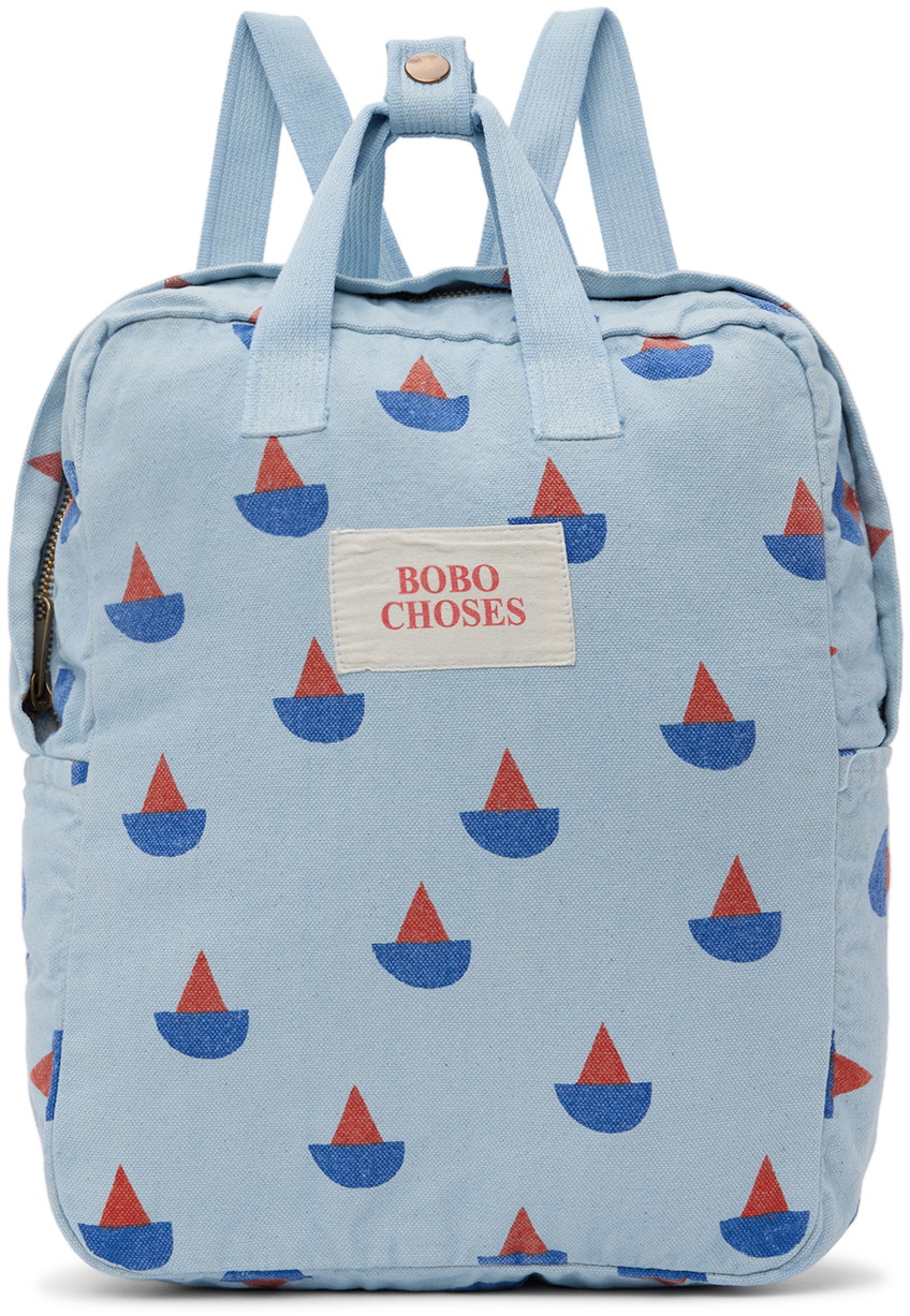 Bobo Choses Kids Blue Sail Boat All Over School Backpack Bobo Choses