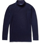 Blue Blue Japan - Indigo-Dyed Ribbed Stretch-Cotton Rollneck T-Shirt - Blue