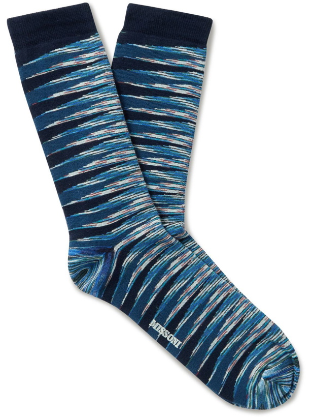 Photo: Missoni - Striped Cotton-Blend Socks - Blue