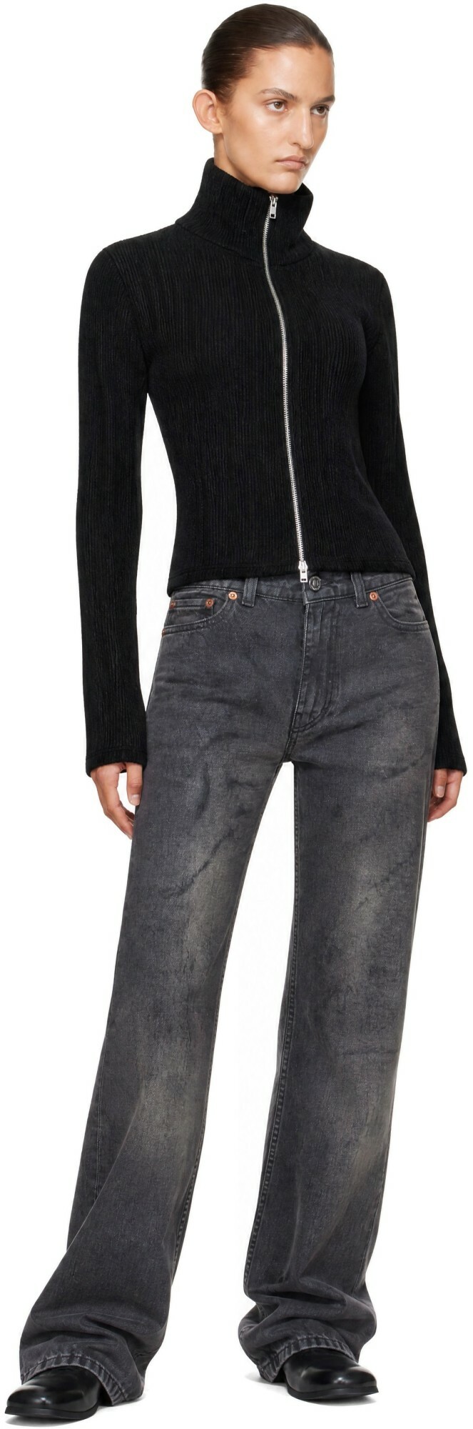 OUR LEGACY Black Slim Zip Longsleeve Sweater