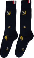 Thom Browne Navy Birds And Bees Socks